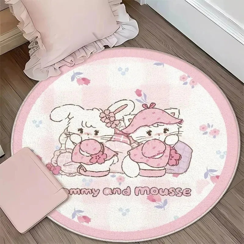 Navak Carpet Daily Picks DISNEY Kawaii Mikko Mousse Circular mat Souffle Cammy Latte cute Bedside Living Room bedroom Carpet Floor Decor Girls Rug