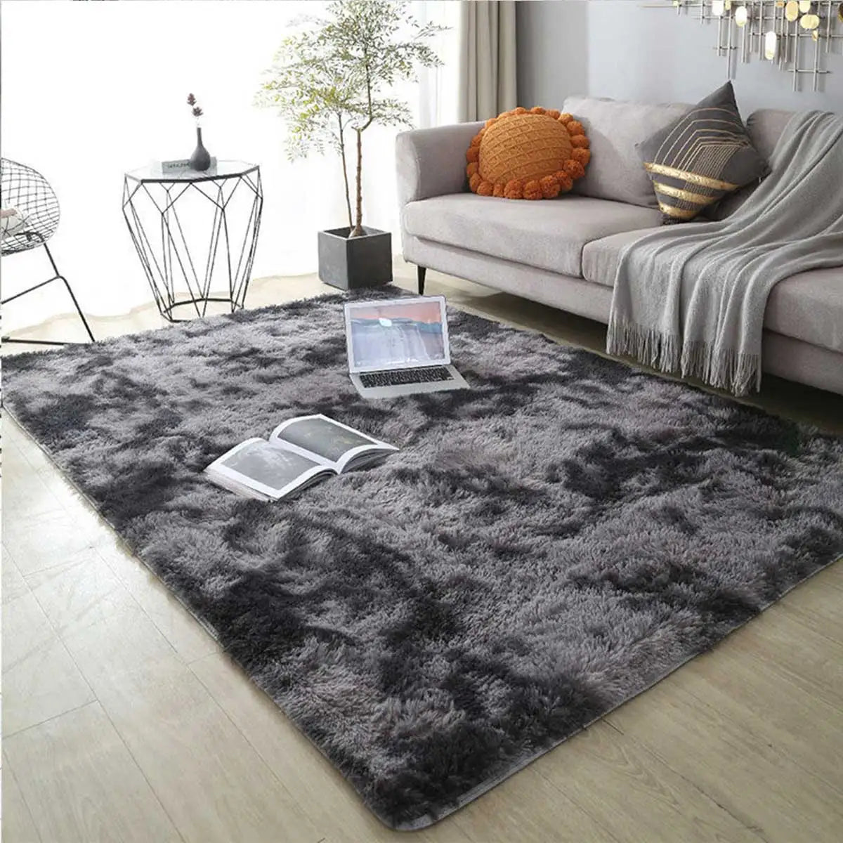 Navak Carpet Gray Carpet for Living Room Plush Rug Bed Room Floor Fluffy Mats Anti-slip Home Decor Rugs Soft Velvet Carpets Kids Room Blanket