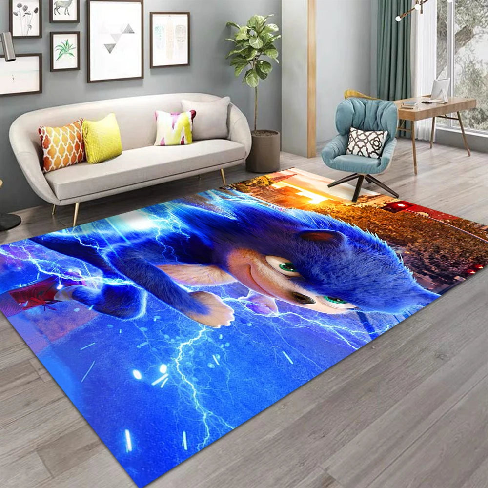Navak Carpet Daily Picks S-Soni-c Themed Floor Mat Soft Play Rug for Kids Bedroom Living Room Decor Game Room Carpet Bedside Rug Christmas Gift