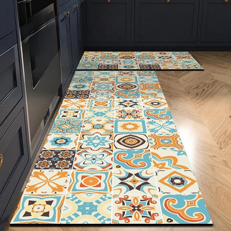 Navak Carpet Exclusive Picks American Light Luxury Water-absorbent Non-slip Dirt-resistant Foot Mat Vintage Crystal Velvet Kitchen Doorway Carpet