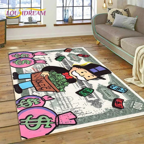 Navak Carpet Game Dollar Monopoly Cartoon Carpet Cute Money Rug For Living Room Bedroom Home Bathroom Floor Mat Non-slip Decoration Sofa