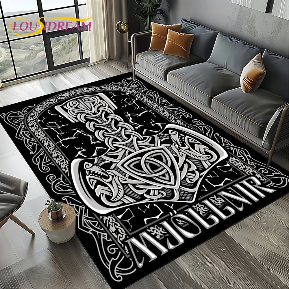 Navak Carpet Odin Viking Symbol Valknut Nordic Valhalla Carpet Rug for Living Room Bedroom Home Sofa Decoration,Area Rug Non-slip Floor Mat