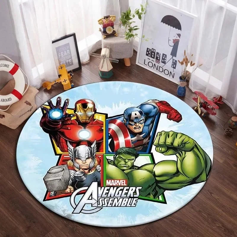 Navak Carpet Daily Picks DISNEY Marvel The Avengers Round Carpet Anime Rug Non-Slip Play Mat Cute Floor Rugs For Living Room Bedroom Kids Mats