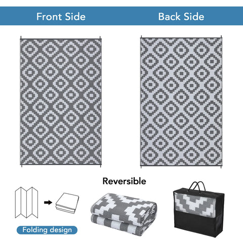 Navak Carpet Outdoor Rug Plastic Straw Rug Modern Geometric Waterproof Rug Reversible Outdoor Floor Mat for Patio Porch Backyard Picnic Campi