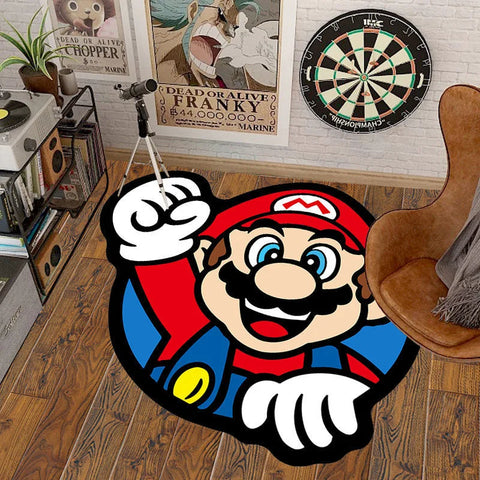 Navak Carpet 40-140cm Cartoon Game Super Bros Area Carpet Irregular Marioed Luigied Design Rug Lounge Bedroom Bedside Floor Mat Home Decor