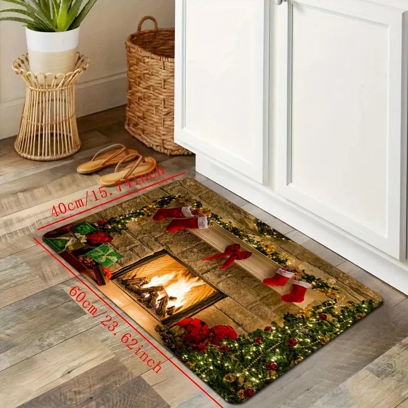 Navak Carpet Christmas Kitchen Bathroom Non-Slip Floor Mat Living Room Balcony Hallway Entrance Rug Bedroom Bedside Foot Mat Mas Home Decor