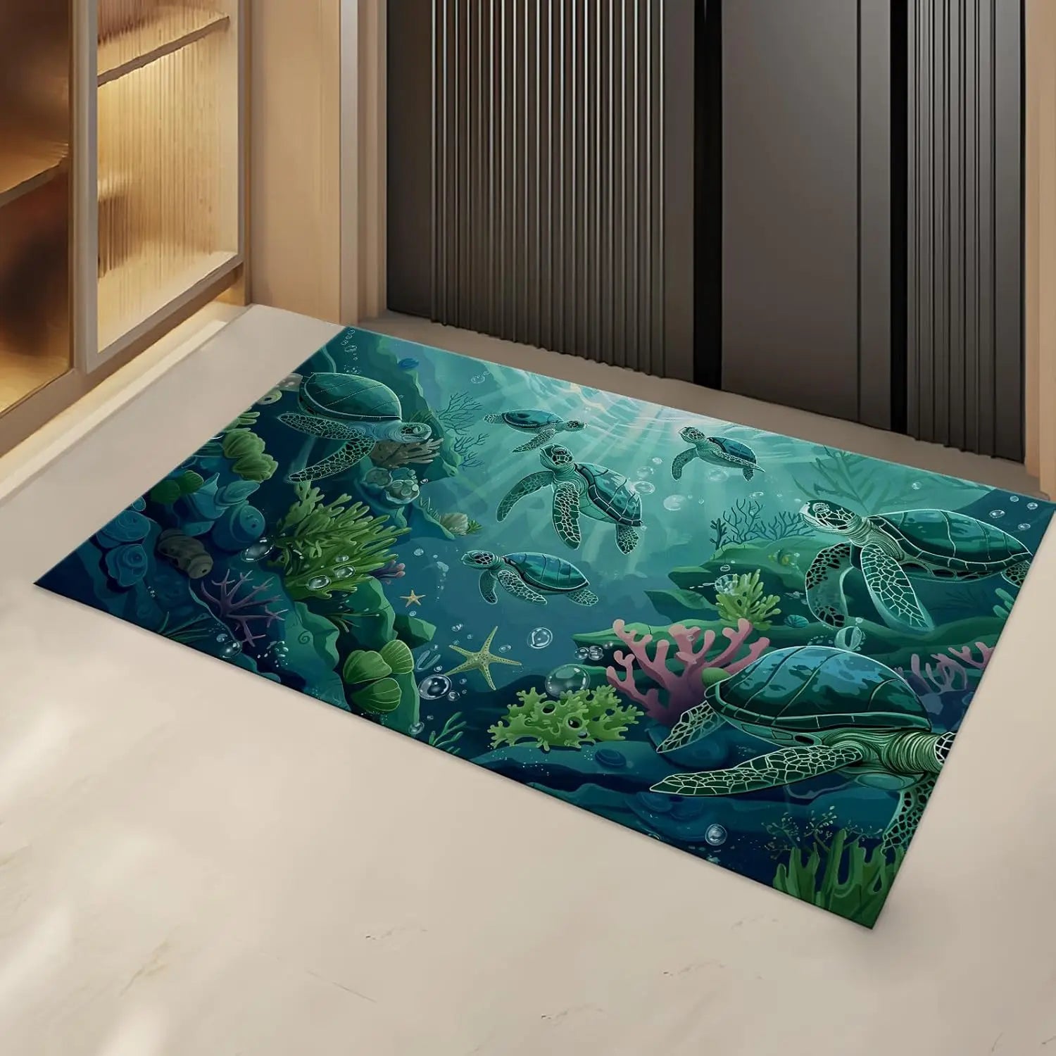 Navak Carpet Elegant Peacock Indoor Door Mat Gifts, Floor Area Rug for Entryway, Living Room or Bathroom, Non-Slip Blue and Green Doormat Hom