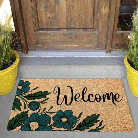 Navak Carpet 1Pc Plant Print Welcome Mat Non Slip Area Rugs On Both Sides Easy To Clean Floor Rug Indoor Outdoor Home Decorations Carpet