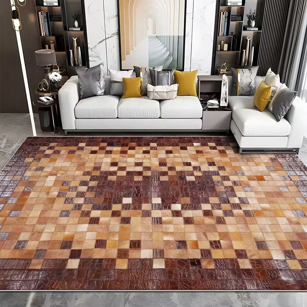 Navak Carpet Modern Imitation Cowhide Luxury Living Room Carpet Sofa Area Rugs Bedroom Large Decorative Rug Washable Porch Anti-Slip Mat