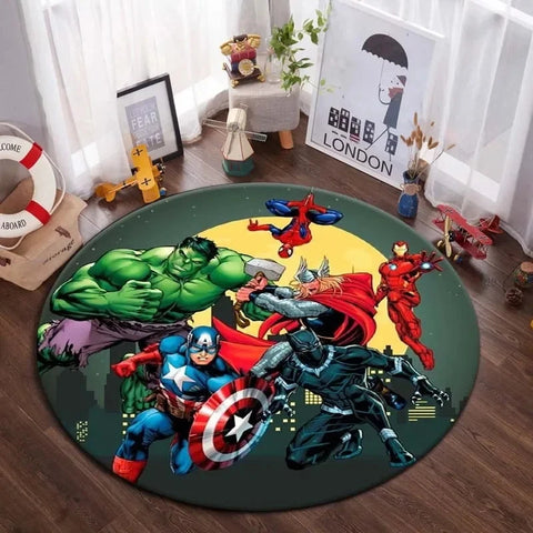 Navak Carpet Daily Picks DISNEY Marvel The Avengers Round Carpet Anime Rug Non-Slip Play Mat Cute Floor Rugs For Living Room Bedroom Kids Mats