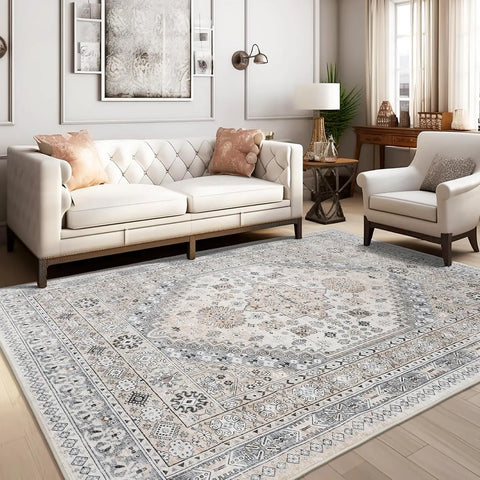 Navak Carpet zesthomeArea Rugs - Ultra-Thin Washble Rug, Stain Resistant Anti Slip Backing Rugs for Living Room,Bedroom, Vintage Home De