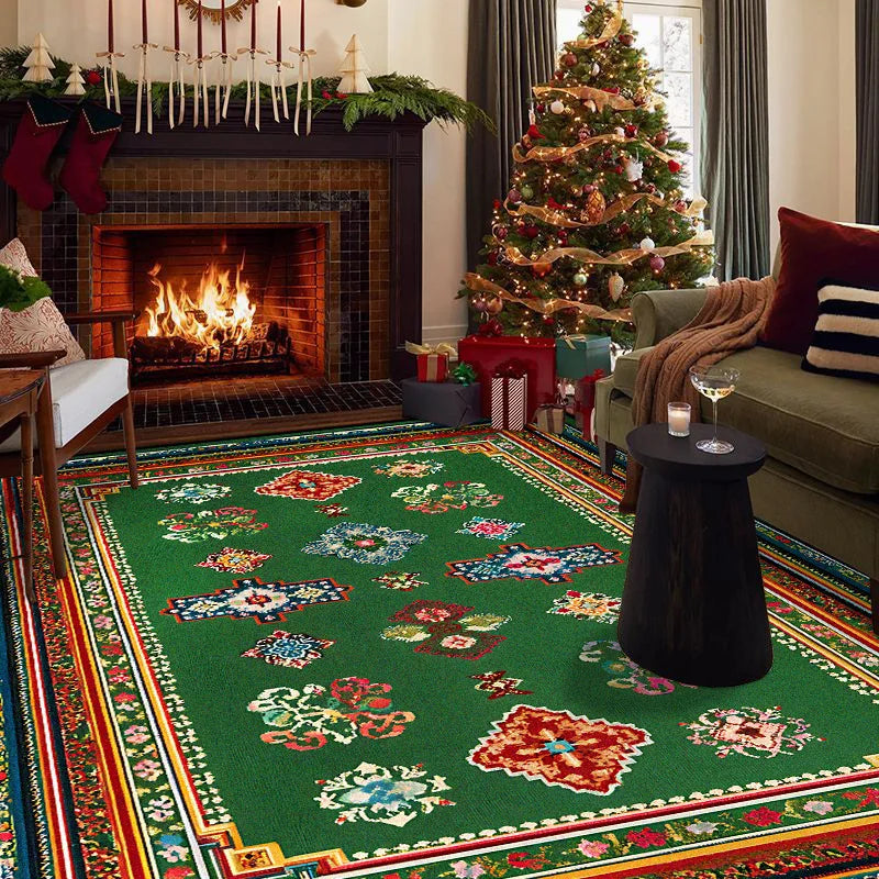 Navak Carpet Persian Retro Rugs for Living Room Christma Decoration Home Sofa Area Plush Carpet Bedroom Bedside Non-slip Washable Foot Mat