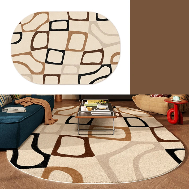 Navak Carpet Living Room Carpet Sofa Coffee Table Rug Irregular Non-slip Floor Mat Machine Washable Soft Bedroom Rugs Retro Home Decoration