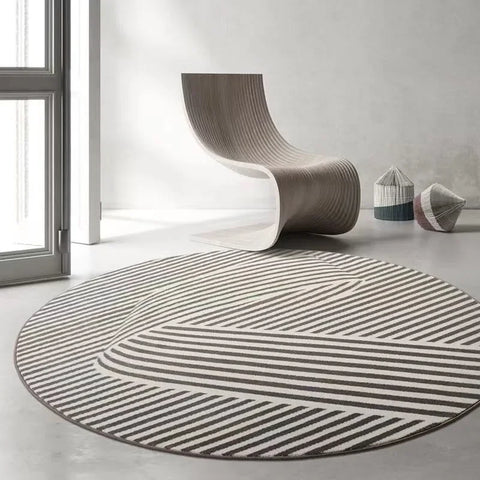 Navak Carpet Modern Simple Style Living Room Round Carpet Home Chair Mat Decoration Striped Large Area Rugs Bedroom Bed End Soft Floor Mats