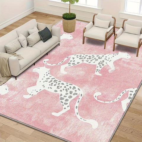Navak Carpet Modern Leopard Print Area Mat - Large Rectangular Pink Floor Mat,  for Living Room, Bedroom, Nursery Home Decor, Bedroom