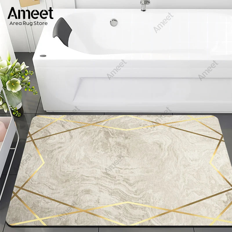 Navak Carpet Super Absorbent Floor Bath Mat Bathroom Shower Anti-slip Carpet Quick Dry Rubber Door Mat Nordic Luxury Marble Rug Home Decor