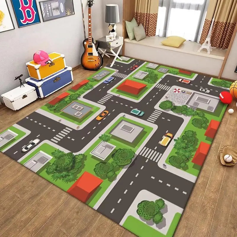 Navak Carpet Thickened Flannel Carpet Living Room Children's Bedroom Decoration Floor Rug Cartoon Road Play Mat Soft Tatami Carpets Non-slip