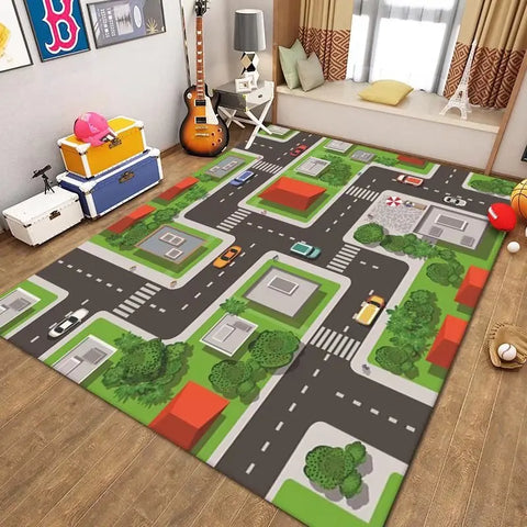 Navak Carpet Thickened Flannel Carpet Living Room Children's Bedroom Decoration Floor Rug Cartoon Road Play Mat Soft Tatami Carpets Non-slip