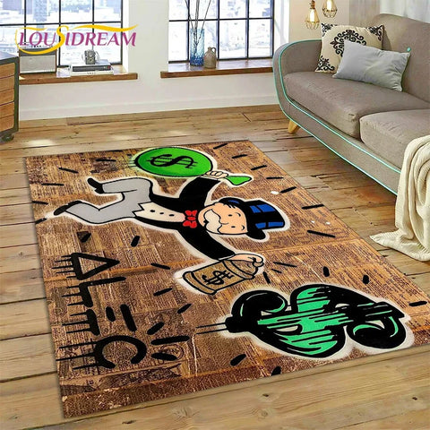 Navak Carpet Game Dollar Monopoly Cartoon Carpet Cute Money Rug For Living Room Bedroom Home Bathroom Floor Mat Non-slip Decoration Sofa