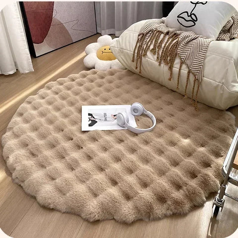 Navak Carpet Nordic Round Carpets for Living Room Plush Floor Mat  Soft Area Rugs  Bedroom Bedside Fluffy Mat Non Slip Shaggy Rug Room Decor