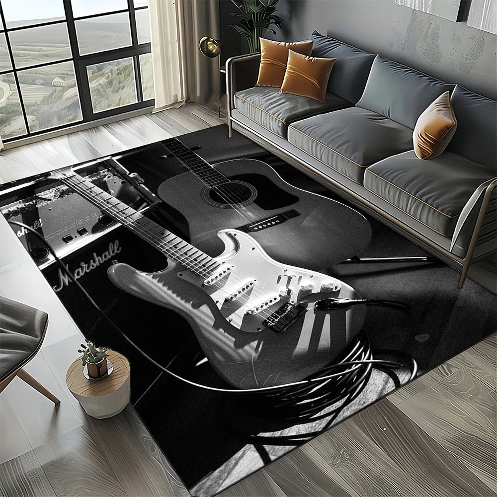 Navak Carpet 27 Style New 3D Fender Retro Guitar Instruments Music Carpet Rug for Living Room Bedroom Home Sofa Decoration,Non-slip Floor Mat
