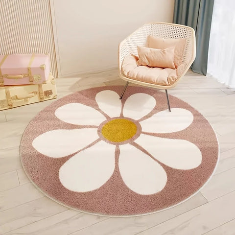 Navak Carpet Nordic Round Rug Carpets for Home Decoration Rugs Living Room Sofas Bedroom Kids Room Mat Flowers Carpet Non-slip Floor Mat