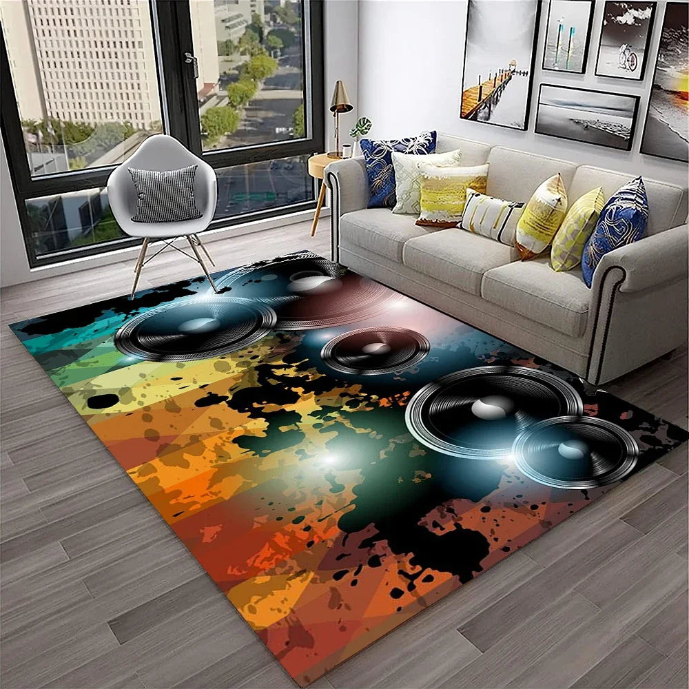 Navak Carpet 3D Retro Vinyl Record Music Art Carpet Rug for Home Living Room Bedroom Sofa Doormat Decor,Kid Play Area Rug Non-slip Floor Mat