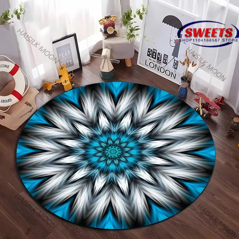 Navak Carpet Luxury Mandala Flower Print Round Carpet Bedroom Living Room Sofa Decorative Mat Top 10 Holiday Gifts for Family and Friends Rug