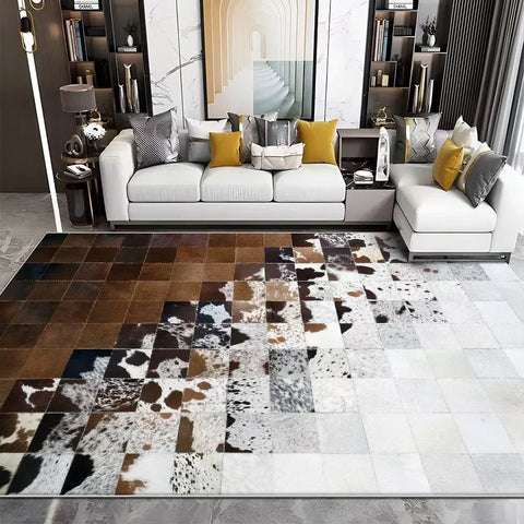 Navak Carpet Modern Imitation Cowhide Luxury Living Room Carpet Sofa Area Rugs Bedroom Large Decorative Rug Washable Porch Anti-Slip Mat