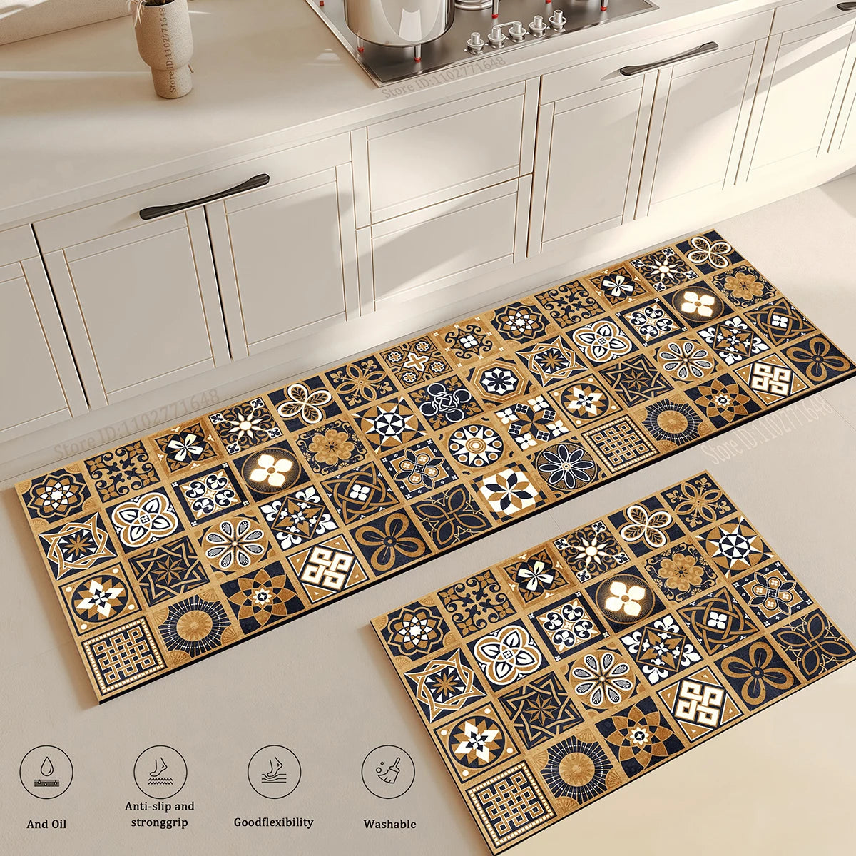 Navak Carpet Flowers Colorful Non-Slip Kitchen Carpet Washable Floor Mat Dual Surface Absorbent  Doormat Rug Entrance Large Long Quality Mat