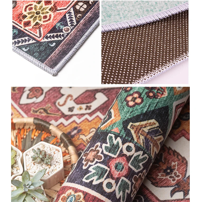 Navak Carpet Retro Ethnic Style Carpets for Living Room Persia Bedroom Decor Rug Non-slip Washable Porch Floor Mat Dining Room Lounge Carpet