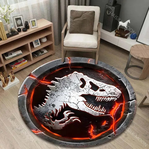 Navak Carpet 3D Dinosaur Print Round Rugs for Bedroom Area Floor Mats for Kids Room Bath Chair Mat Carpet Living Room Home Decor for Gifts
