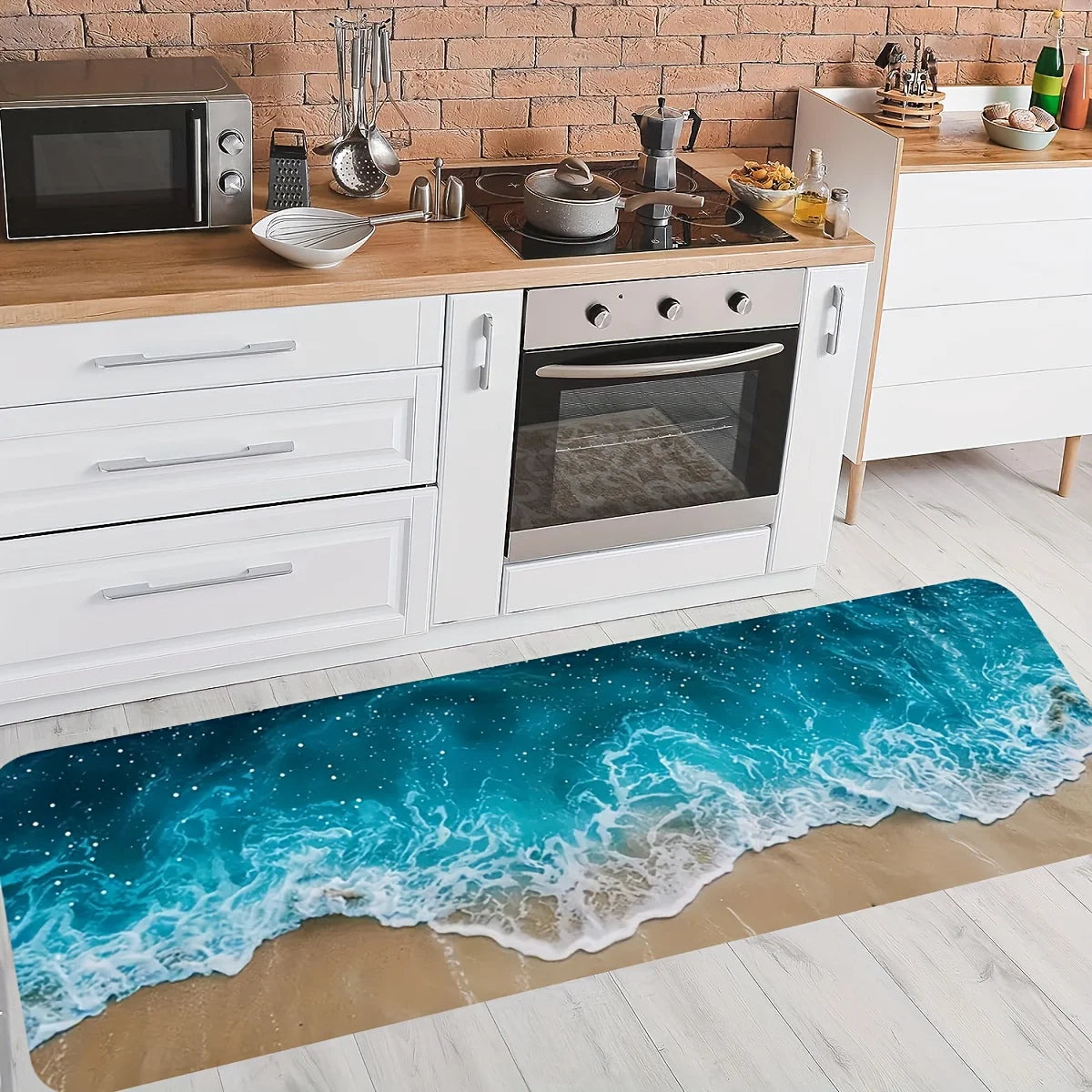 Navak Carpet Summer Beach Wave Kitchen Floormat Home Decor Non-slip Kitchen Hallway Balcony Rugs Bathroom Foot Pad Bedroom Door Mat