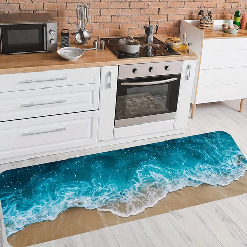 Navak Carpet Summer Beach Wave Kitchen Floormat Home Decor Non-slip Kitchen Hallway Balcony Rugs Bathroom Foot Pad Bedroom Door Mat