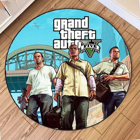 Navak Carpet Cartoon GTA Circle Carpet for Living Room Decor Personalized Round Area Rug Sofa Table Chairs Bedroom Decor Floor Mat