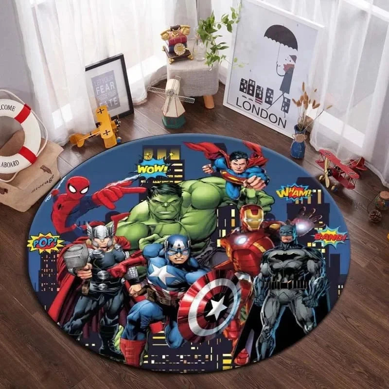 Navak Carpet Daily Picks DISNEY Marvel The Avengers Round Carpet Anime Rug Non-Slip Play Mat Cute Floor Rugs For Living Room Bedroom Kids Mats