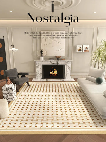 Navak Carpet Nordic Style Rugs for Bedroom Fluffy Soft Living Room Decoration Plush Carpet Modern Minimalist Study Rug Thick Plaid Floor Mat