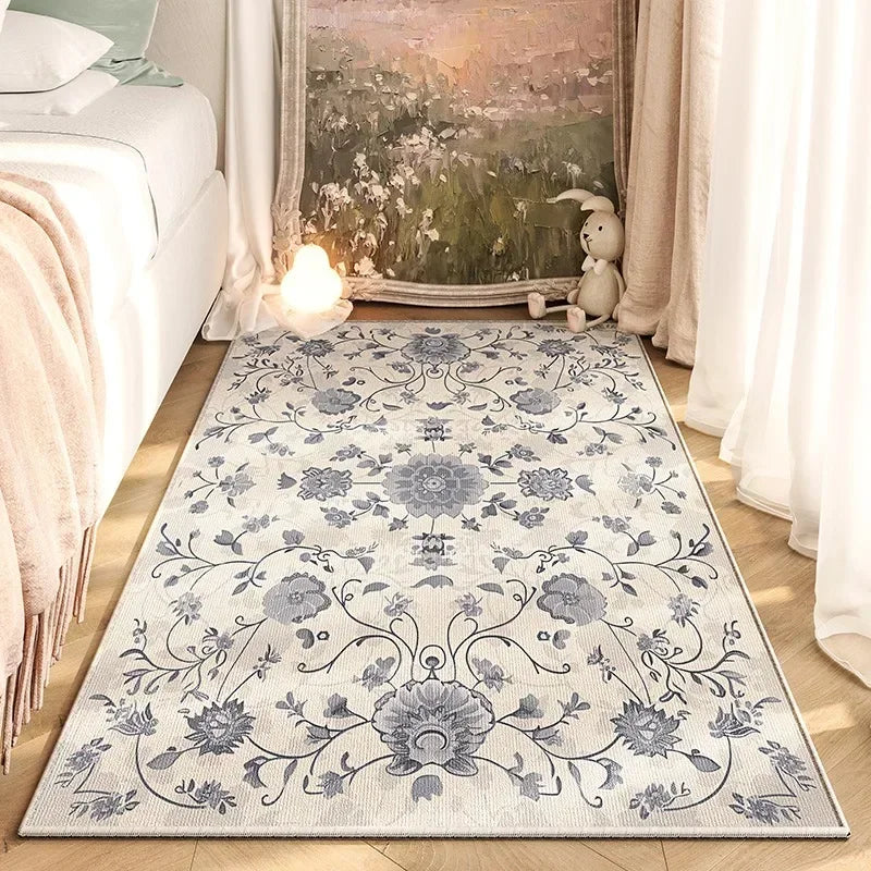Navak Carpet American Retro Bedroom Bedside Carpet Fashion Flower No-clean Wipe Coffee Table Mat Soft Living Room Sofa Cloakroom Rug Ковер 러그