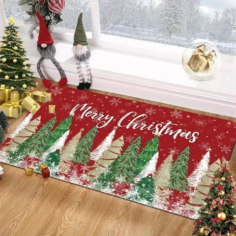 Navak Carpet Exclusive Picks Christmas Decorative Rug, Durable and Non-Slip Christmas Tree Bathroom Door Mat, Entrance Door Mat, Home Decor