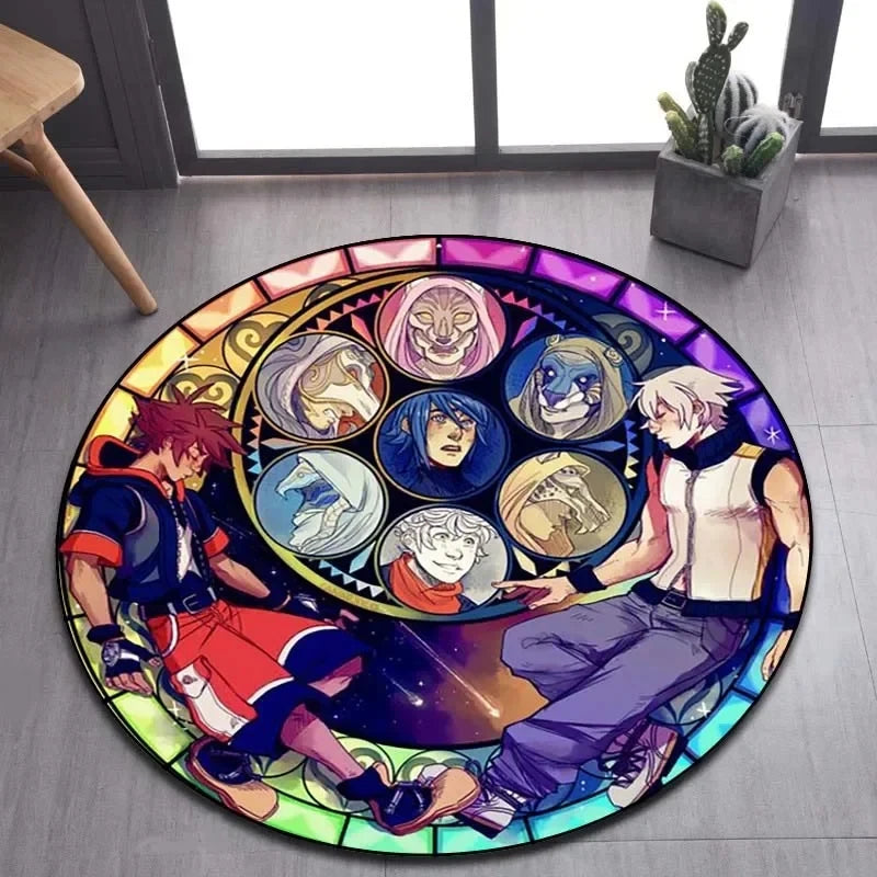 Navak Carpet Daily Picks DISNEY Kingdom Hearts Cartoon Pattern Area Rug Round Floor Mat Kid Living Room Carpet Bathroom Kitchen Doormat Decorate