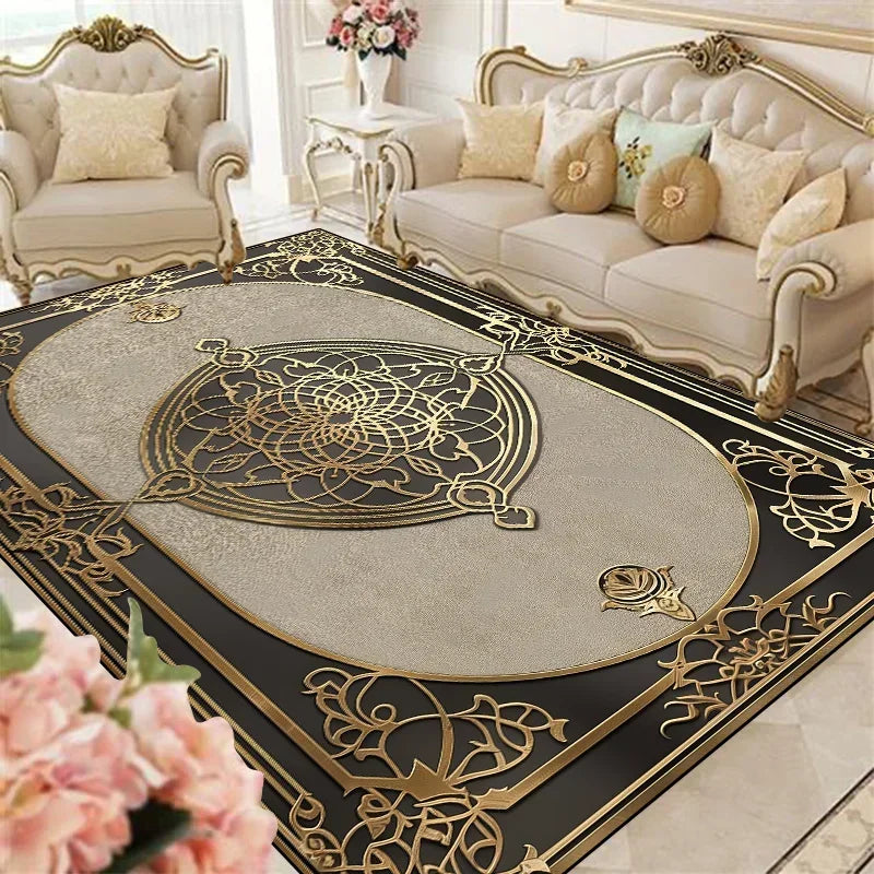 Navak Carpet Luxury European Living Room Rugs Lounge Sofa Coffee Table Anti-slip Carpet Home Room Bedroom Decor Cloakroom Floor Mats Washable