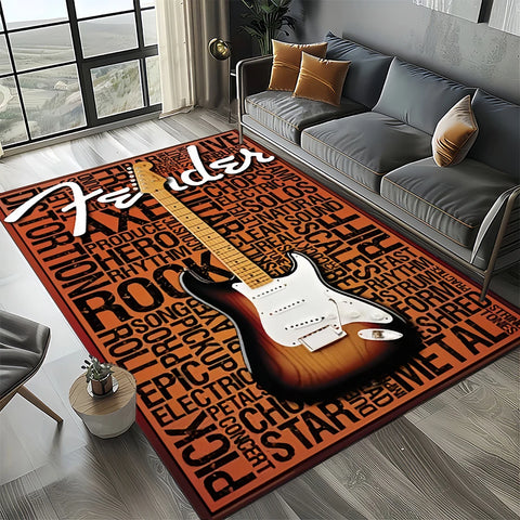 Navak Carpet 27 Style New 3D Fender Retro Guitar Instruments Music Carpet Rug for Living Room Bedroom Home Sofa Decoration,Non-slip Floor Mat