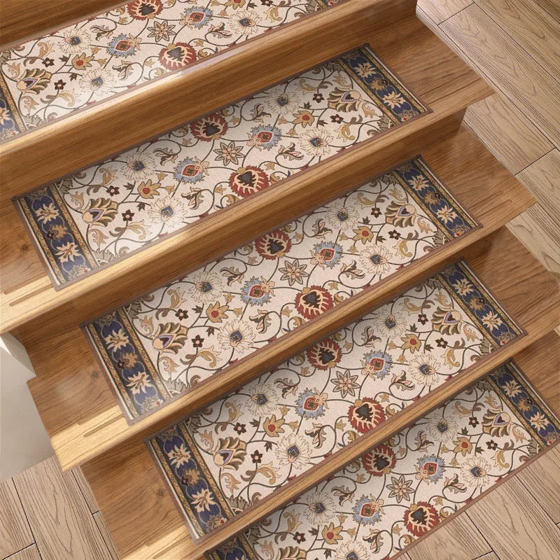 Navak Carpet 10Pcs Stair Treads Carpet Non-Slip Indoor Stair Mat Runners for Wooden Steps Protection Rug Cover Pads Staircase for Kids Elders