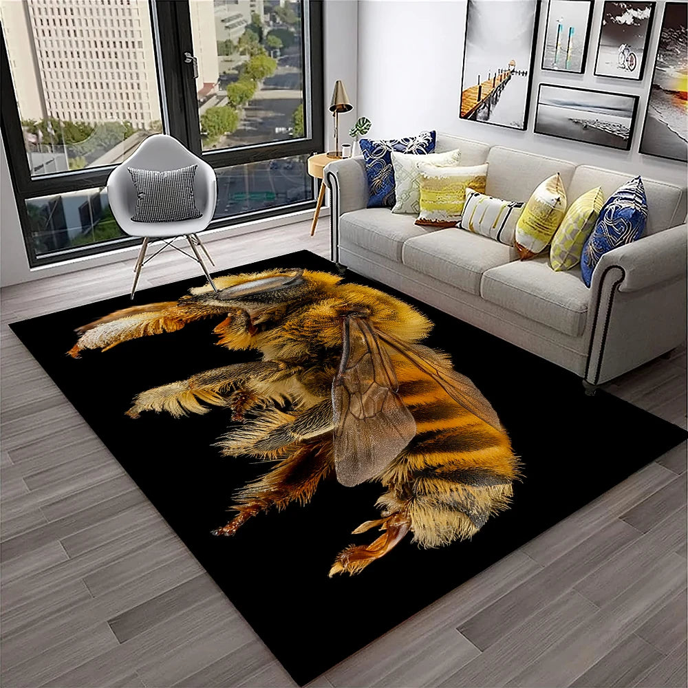 Navak Carpet Cute Bee HoneyBee Insect Cartoon 3D Carpet Rug for Home Living Room Bedroom Sofa Doormat Decor,kids Area Rug Non-slip Floor Mat