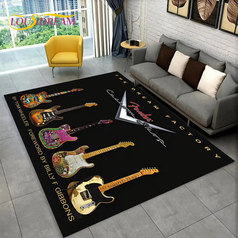 Navak Carpet Classical Guitar Electric Guitar Bass Area Rug,Carpet Rug for Living Room Bedroom Sofa Doormat Decor,Kid Game Non-slip Floor Mat