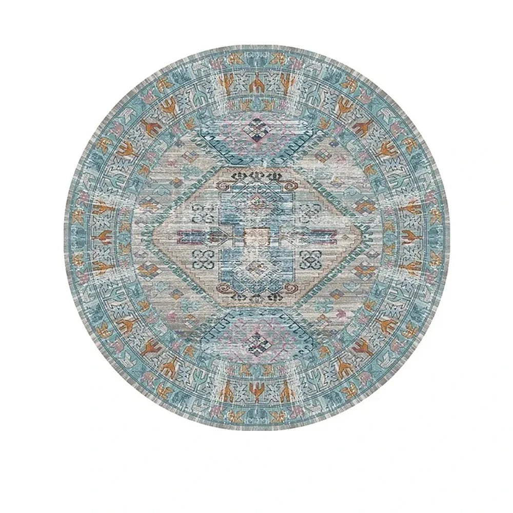 Navak Carpet Exclusive Picks Bohemian Retro Round Loop-Pile Carpet - Vintage Circular Area Rug for Coffee Table, Sofa & Bedroom Non-Slip Home Deco