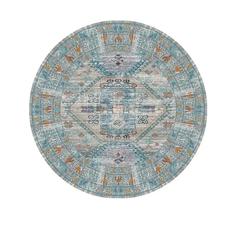 Navak Carpet Exclusive Picks Bohemian Retro Round Loop-Pile Carpet - Vintage Circular Area Rug for Coffee Table, Sofa & Bedroom Non-Slip Home Deco