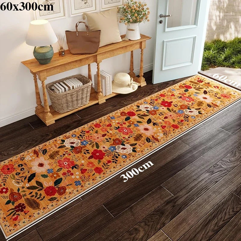 Navak Carpet Hallway Carpet Runway Long Rug Machine Washable Folding Non-slip Floor Mat Spring Flower Home Decoration Rugs for Living Room