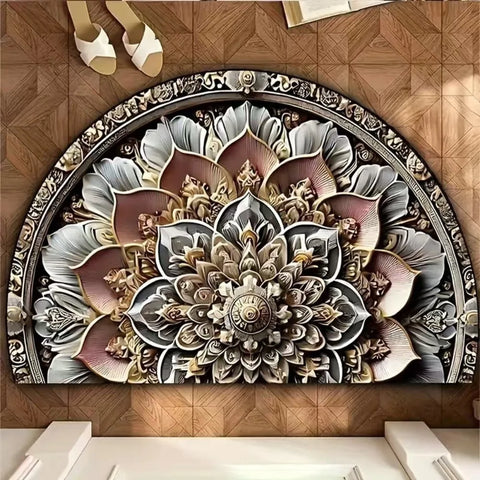 Navak Carpet Non Slip Half Round Doormat Flower Floral Absorbent Welcome Rugs Washable Door Mat Entrance Mat Indoor Outdoor