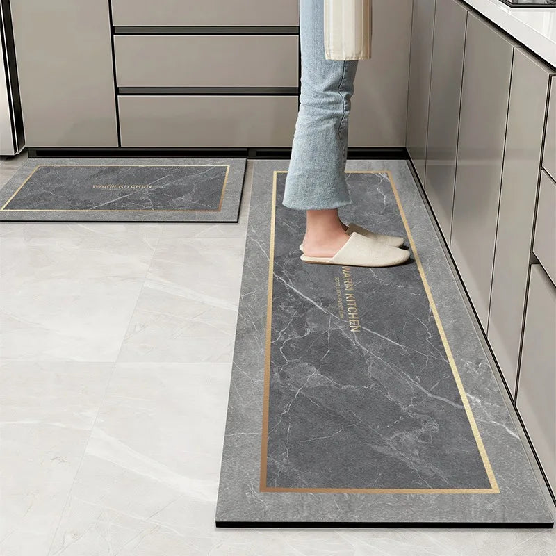 Navak Carpet Kitchen Floor Mats Waterproof Oil-proof Wipeable Washable Mat Leather Non-slip Dirt-resistant Carpet Imitation Marble Long Rugs